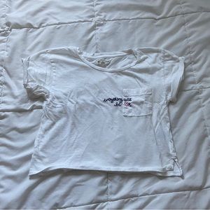 white graphic crop top